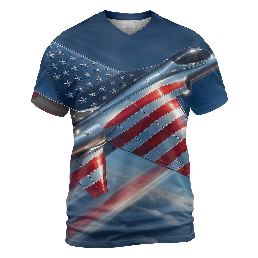 Steel Winged Jetstream Flag artistic all-over print tops