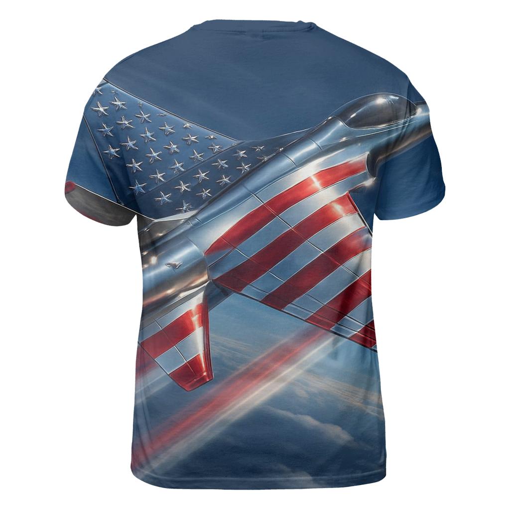 Steel Winged Jetstream Flag artistic all-over print tops