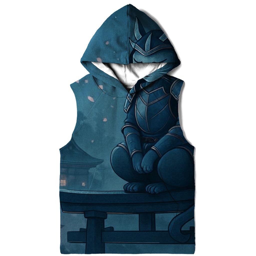 Moonlit Shrine Samurai Cat heavyweight hoodies