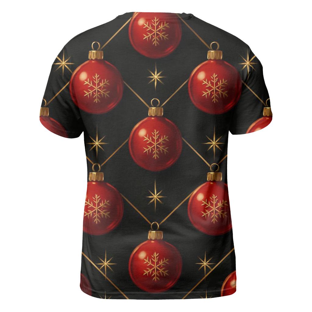 Crimson Bauble Lattice On Midnight Black vibrant all-over design tees