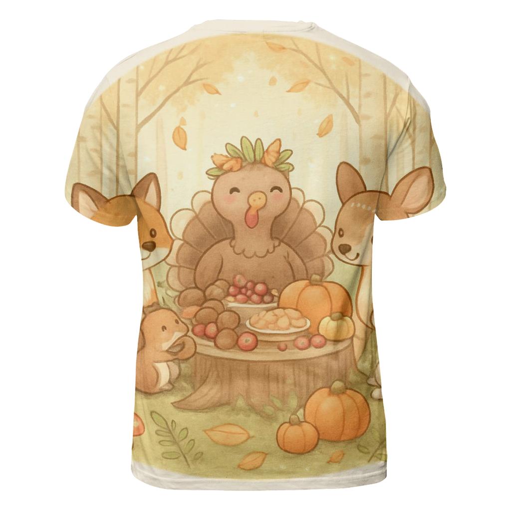 Woodland Friends Harvest Feast trendy printed shirt styles