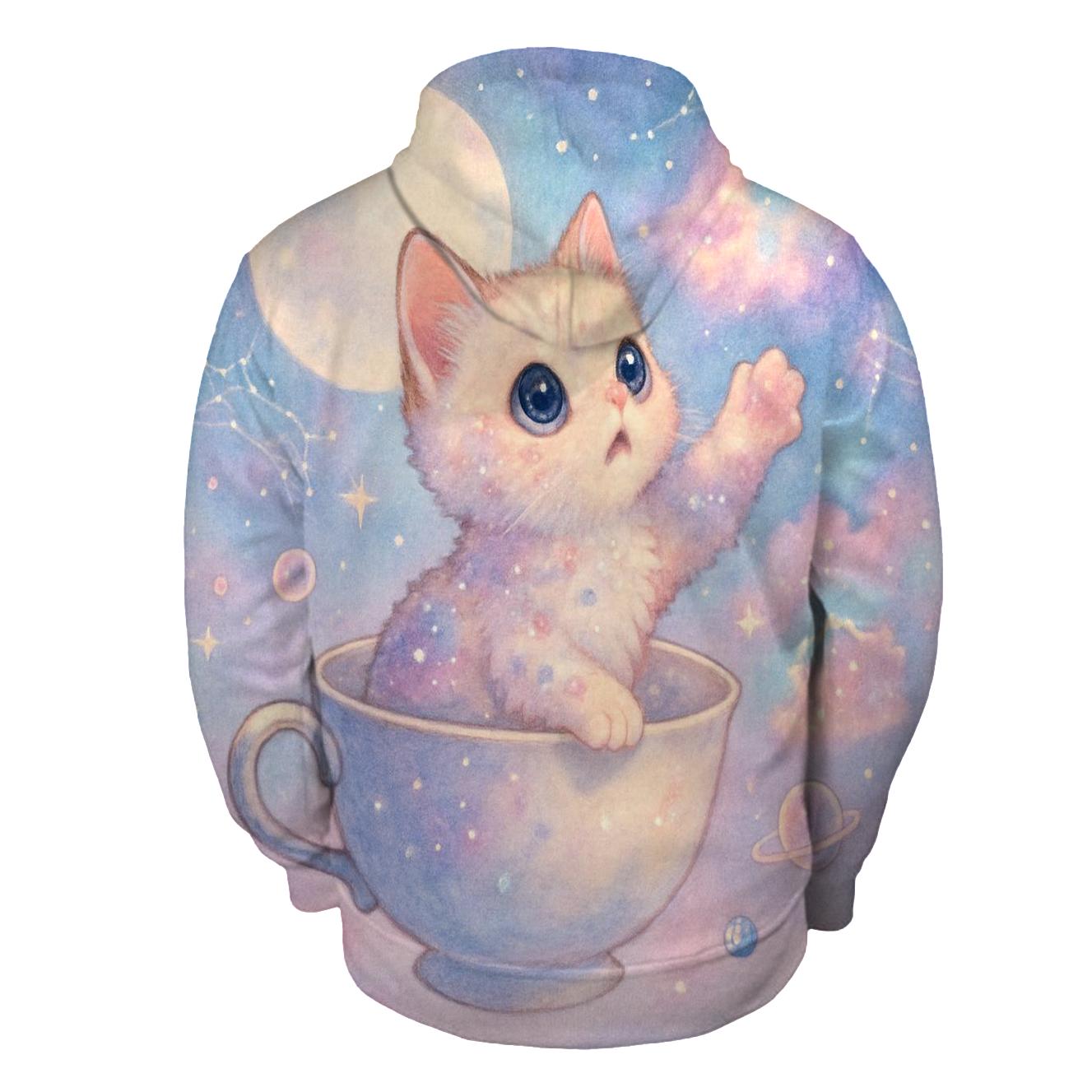 Starlit Teacup Voyager Cat printed hoodies
