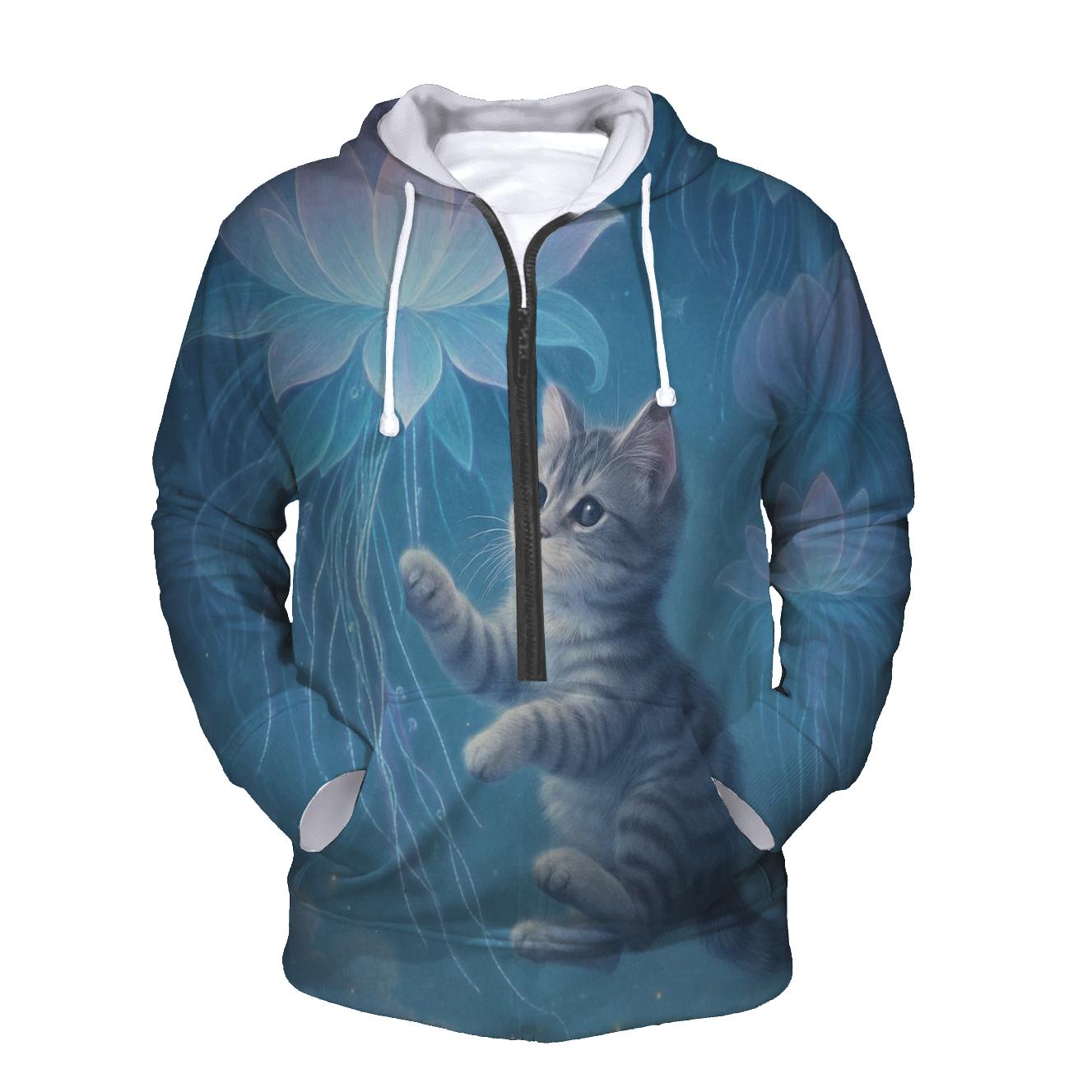 Moonlit Jellyfish Cat Garden zip-up hoodies
