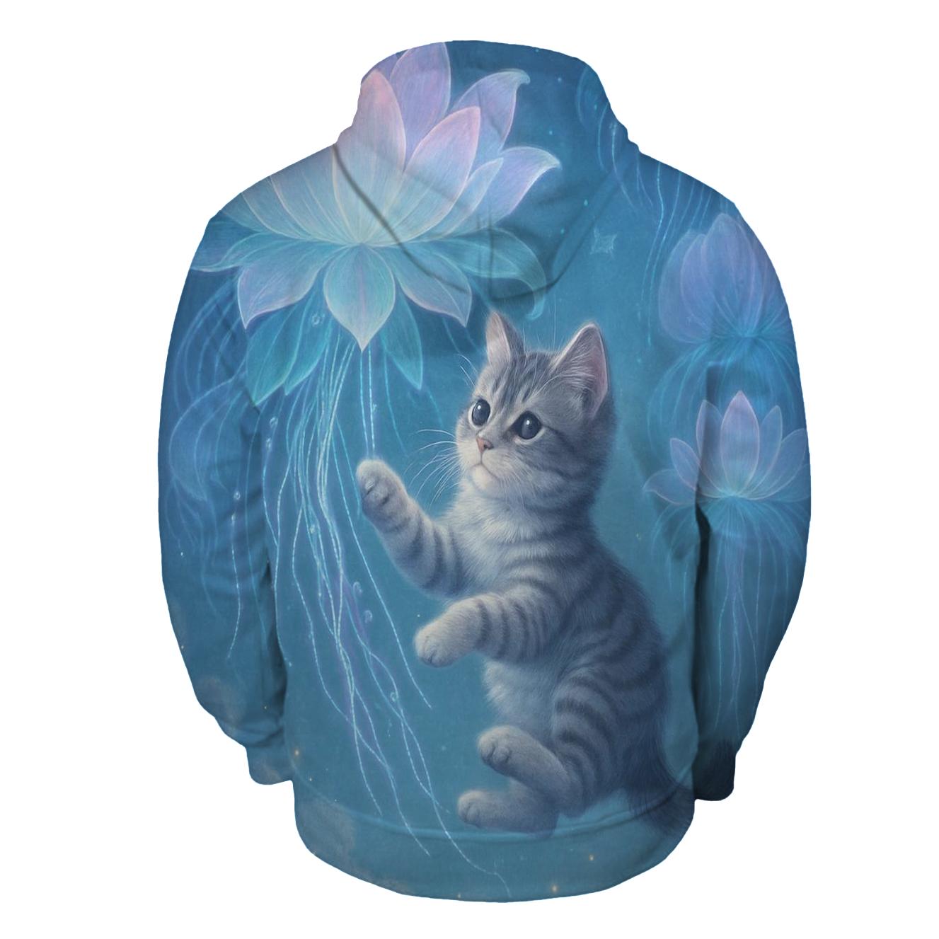 Moonlit Jellyfish Cat Garden zip-up hoodies
