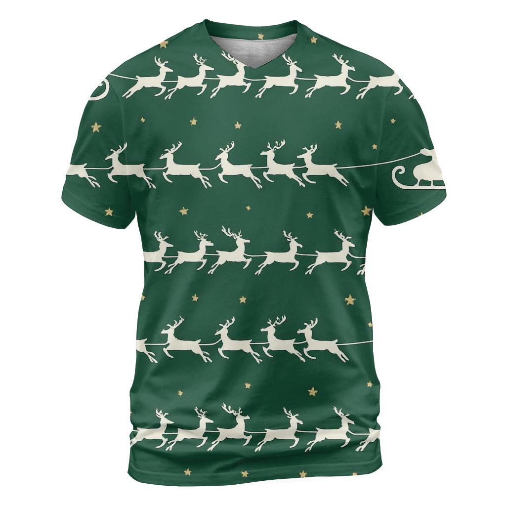 Santa Silhouette Parade On Fir Green personalized full print shirts