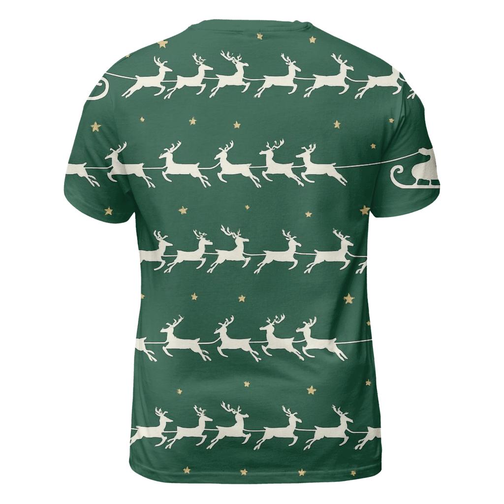 Santa Silhouette Parade On Fir Green personalized full print shirts