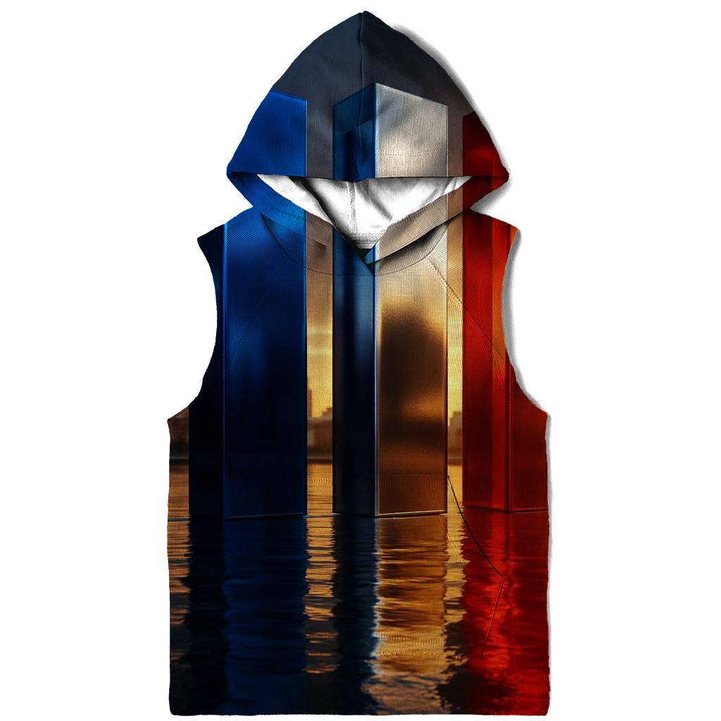 French Flag Metallic City Horizon printed hoodies