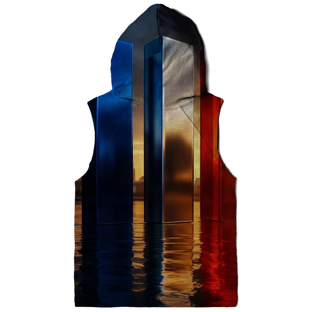 French Flag Metallic City Horizon printed hoodies