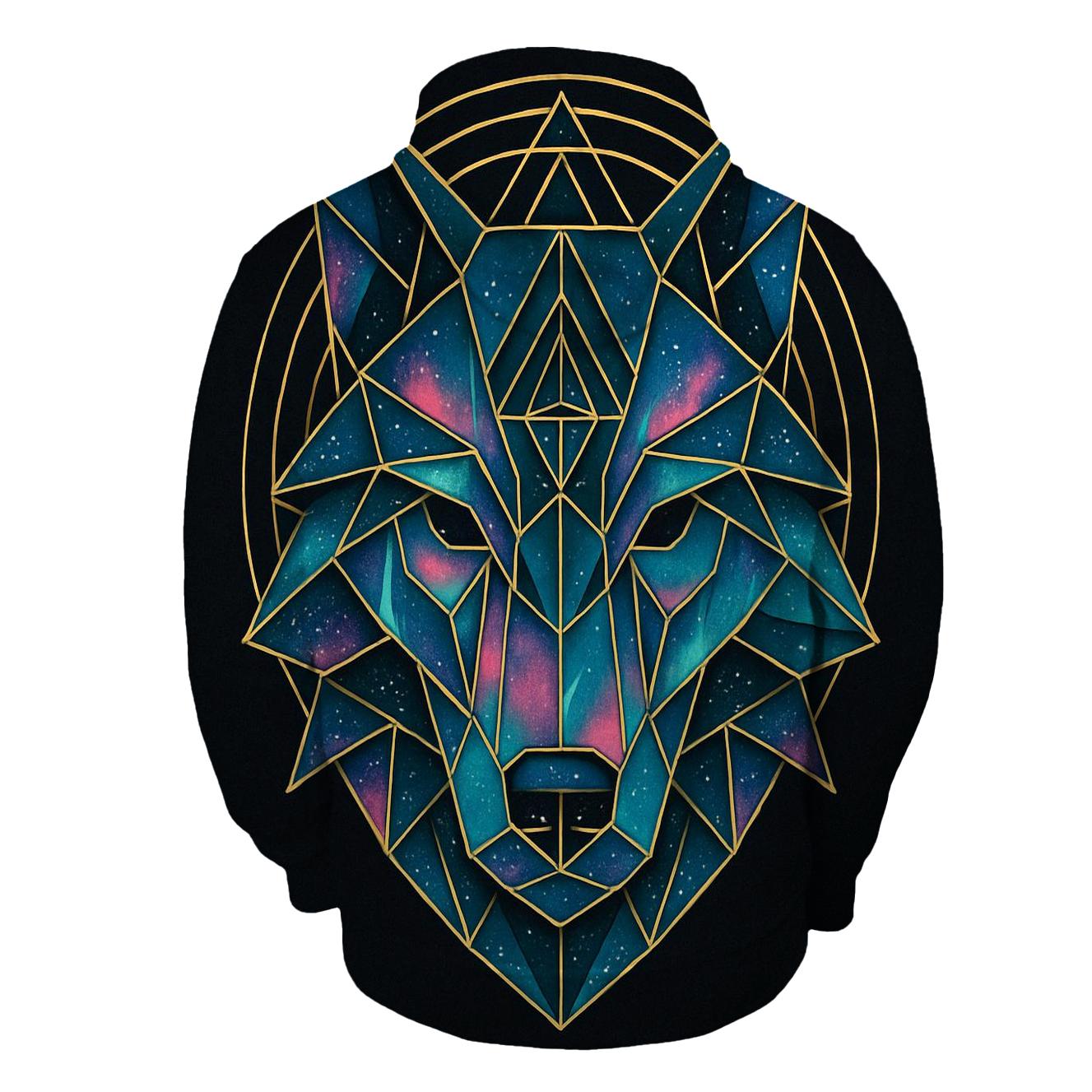 Quantum Geometric Wolf Gate printed hoodies