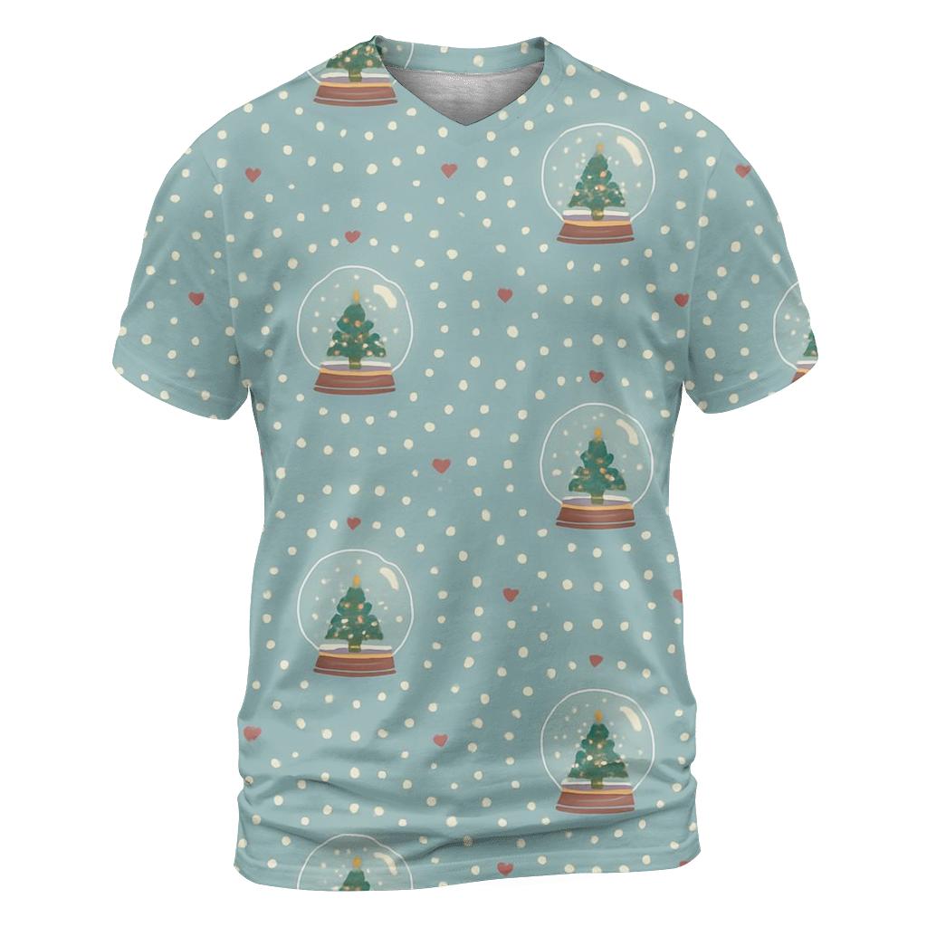 Snow Globe Orbit Pattern On Soft Blue unique graphic print tees