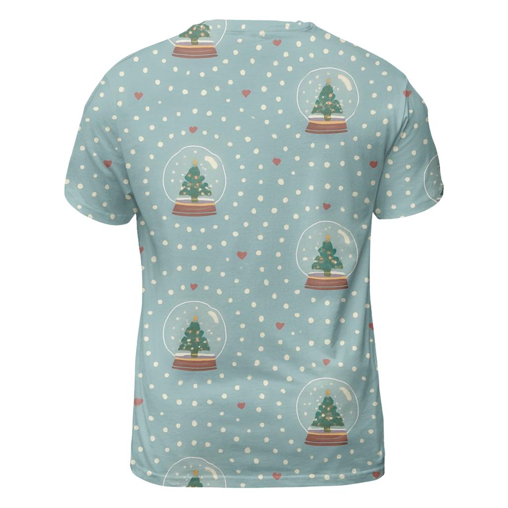 Snow Globe Orbit Pattern On Soft Blue unique graphic print tees