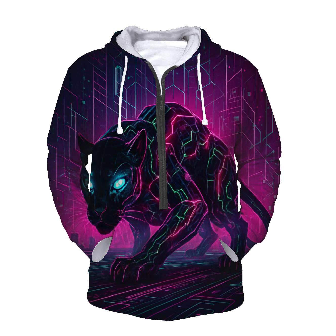 Cyber Circuit Panther Cat heavyweight hoodies