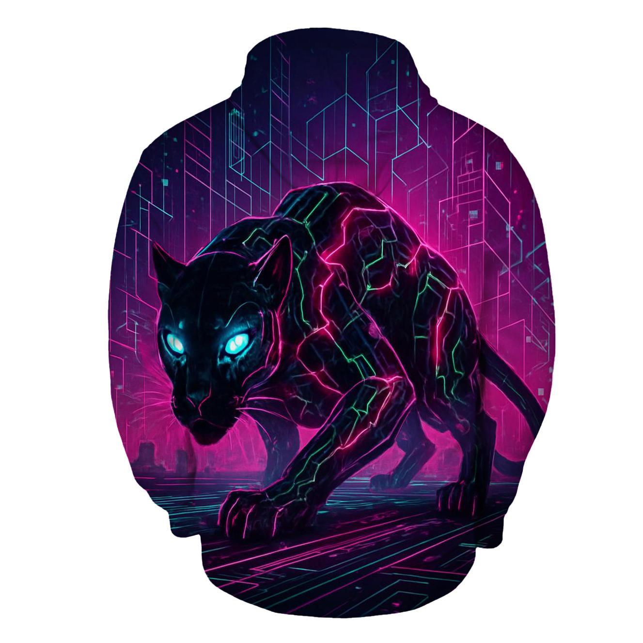 Cyber Circuit Panther Cat heavyweight hoodies