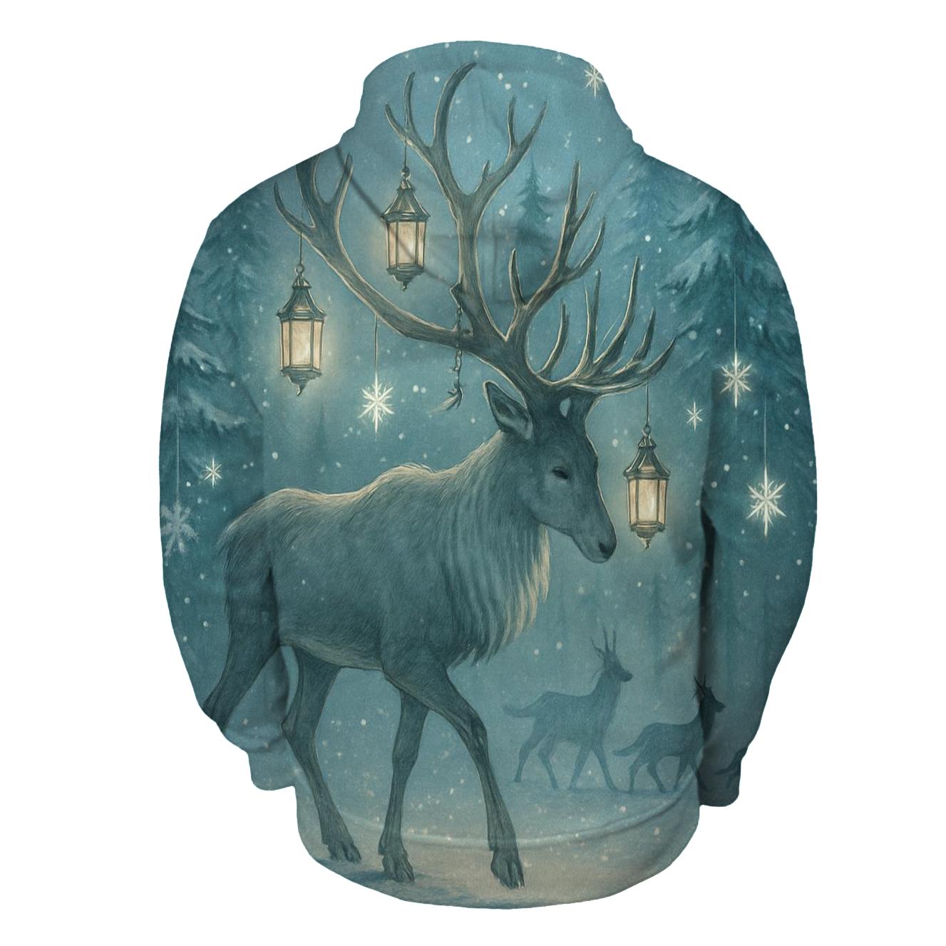 Reindeer Lantern Forest Procession embroidered hoodies