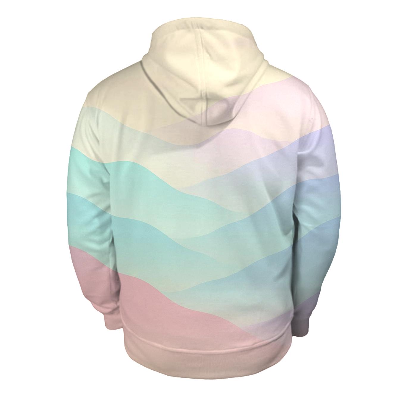 Serene Pastel Mist Mountains pullover hoodies