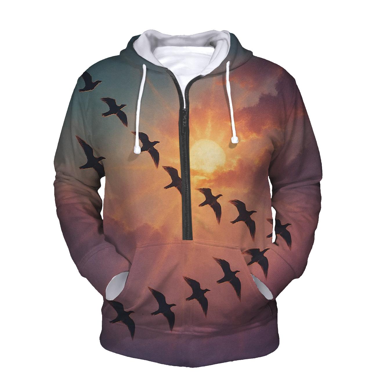 Aerial Flight Through Ember Clouds graphic hoodies