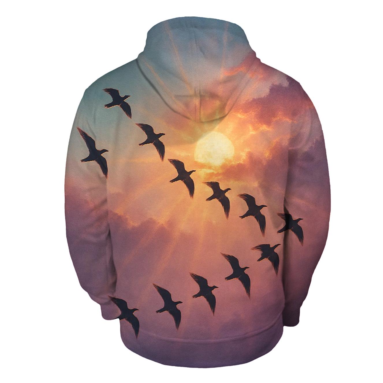 Aerial Flight Through Ember Clouds graphic hoodies