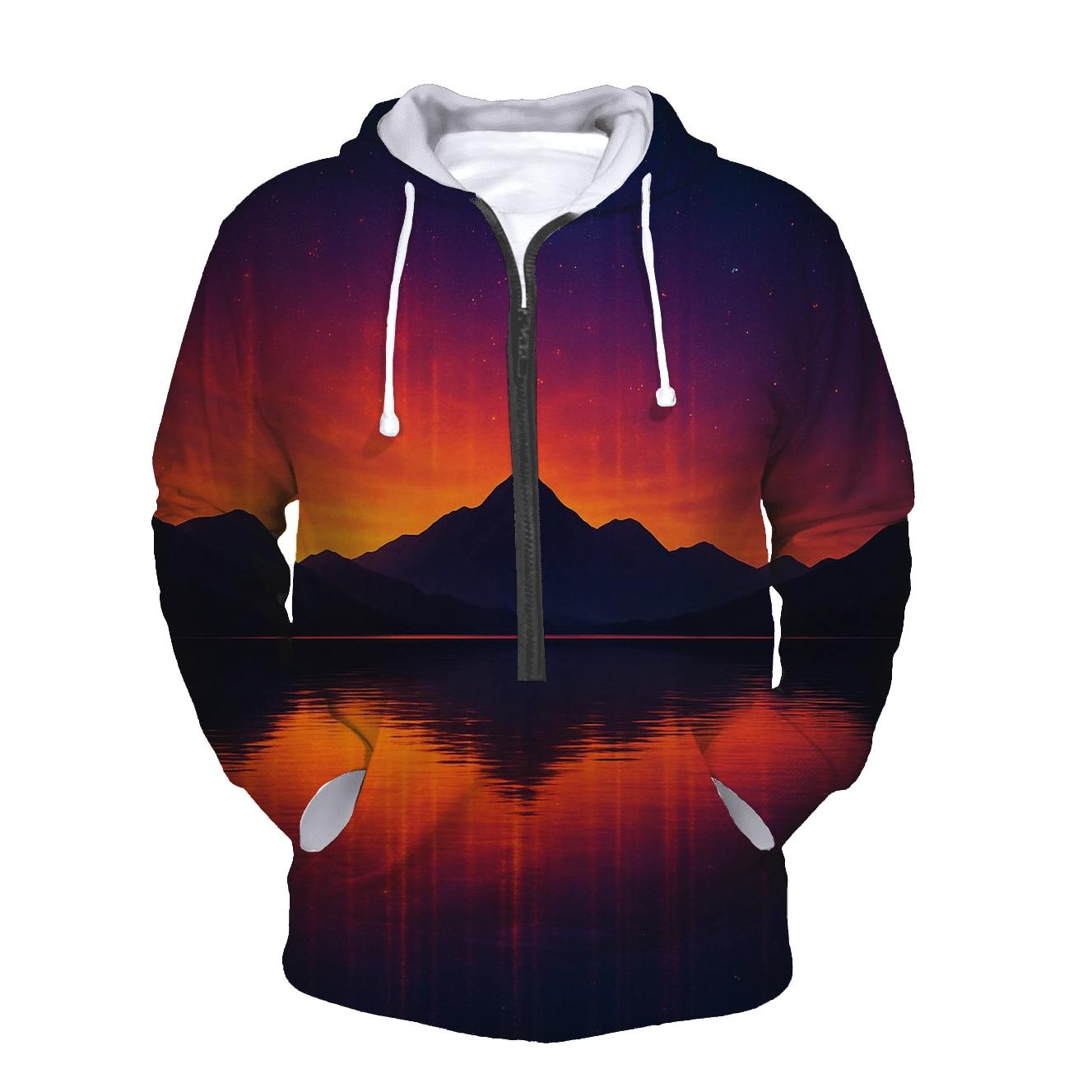 Mirror Lake Aurora Sunset premium hoodies