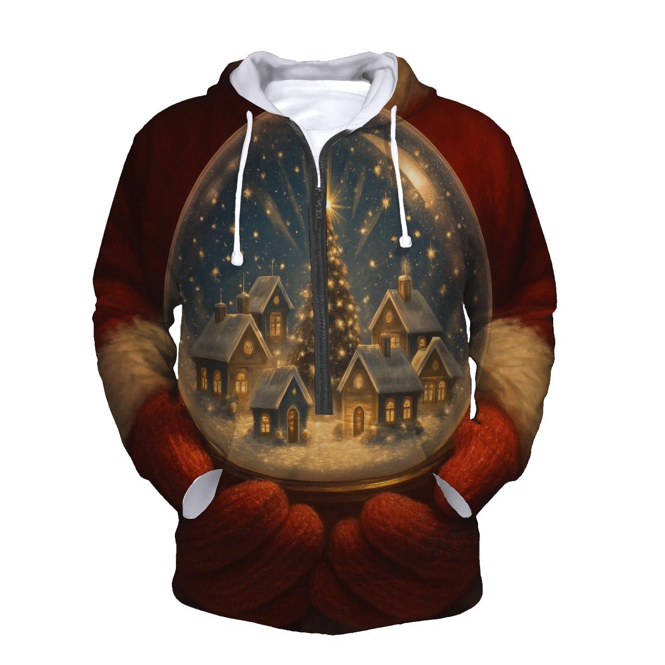 Snow Globe Village Atop Santas Mittens designer hoodies