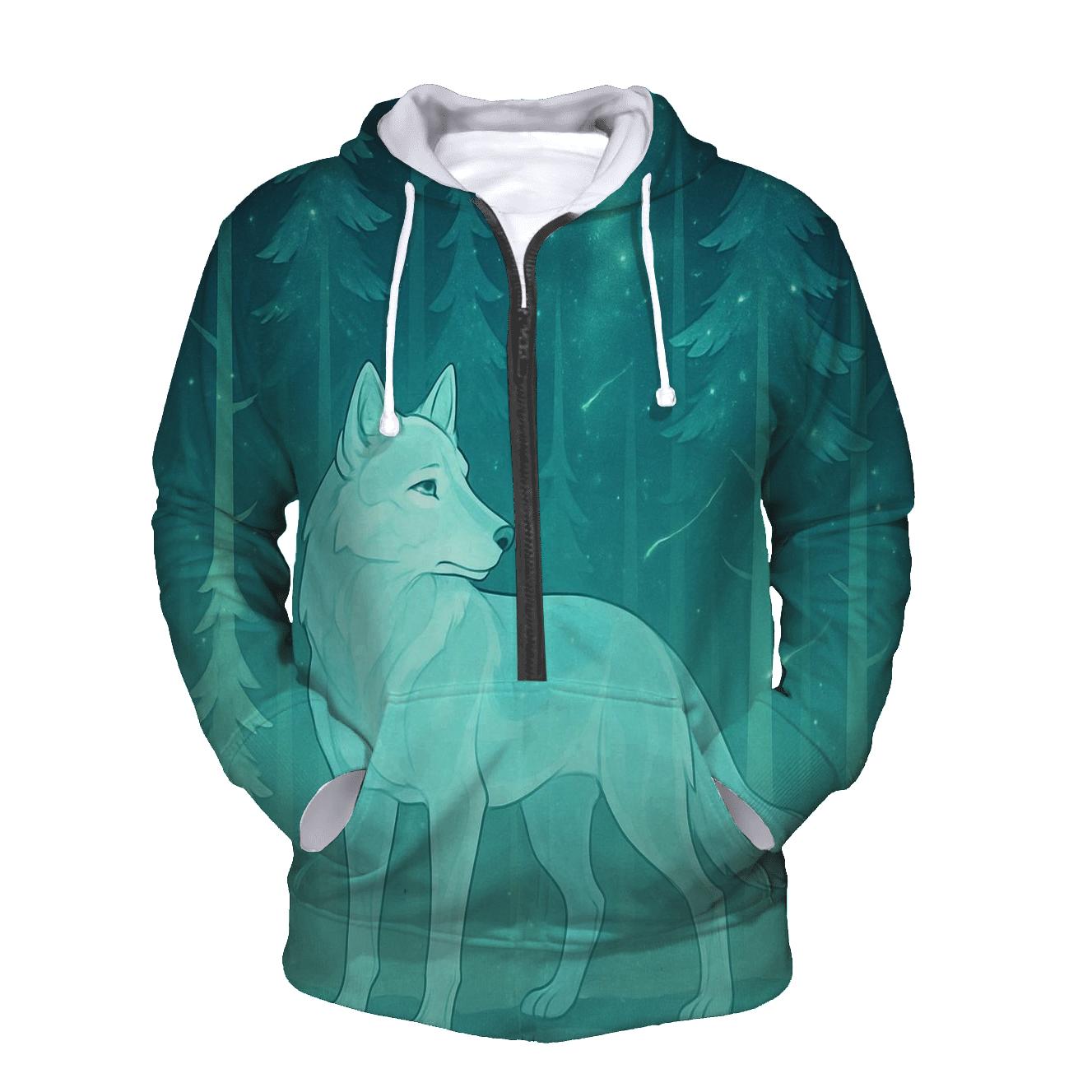 Starlit Forest Echo Wolf hoodies fashion