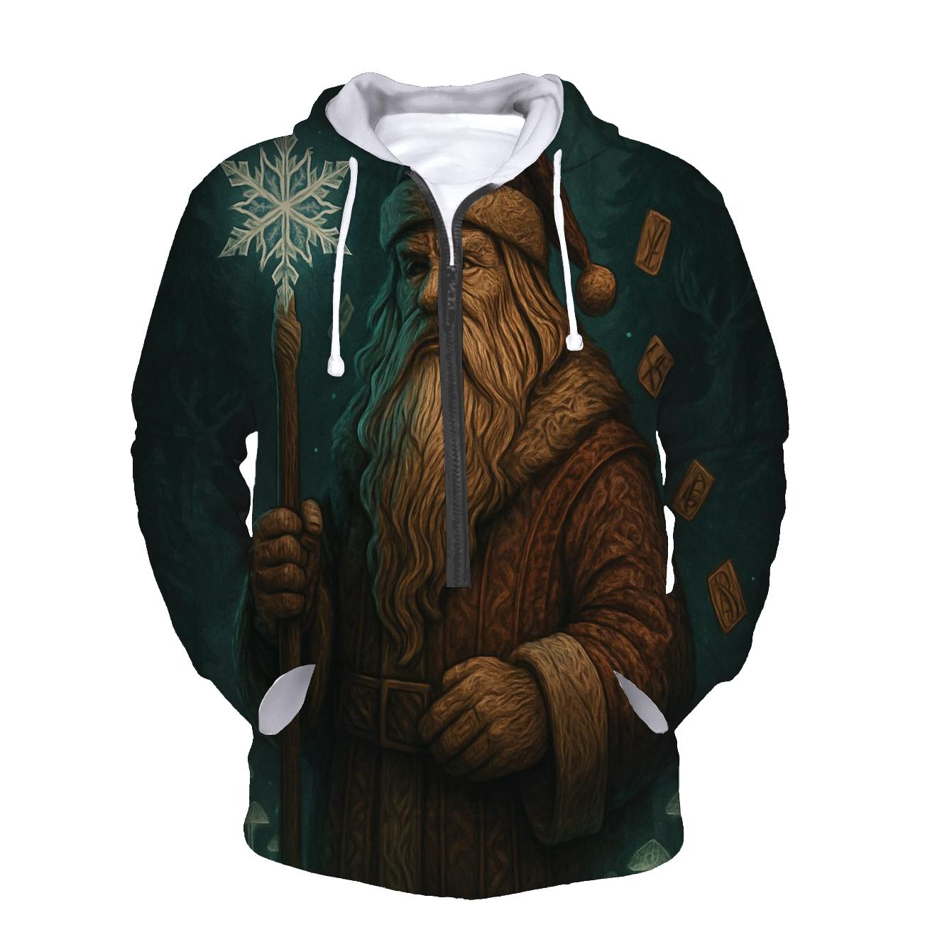 Runic Forest Guardian Santa graphic hoodies