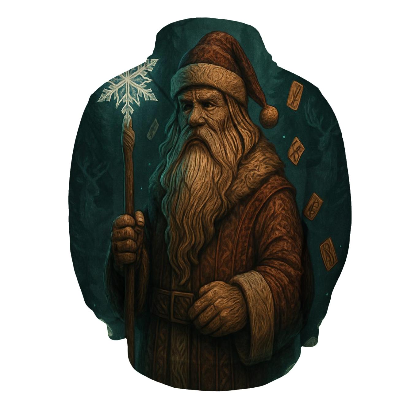 Runic Forest Guardian Santa graphic hoodies