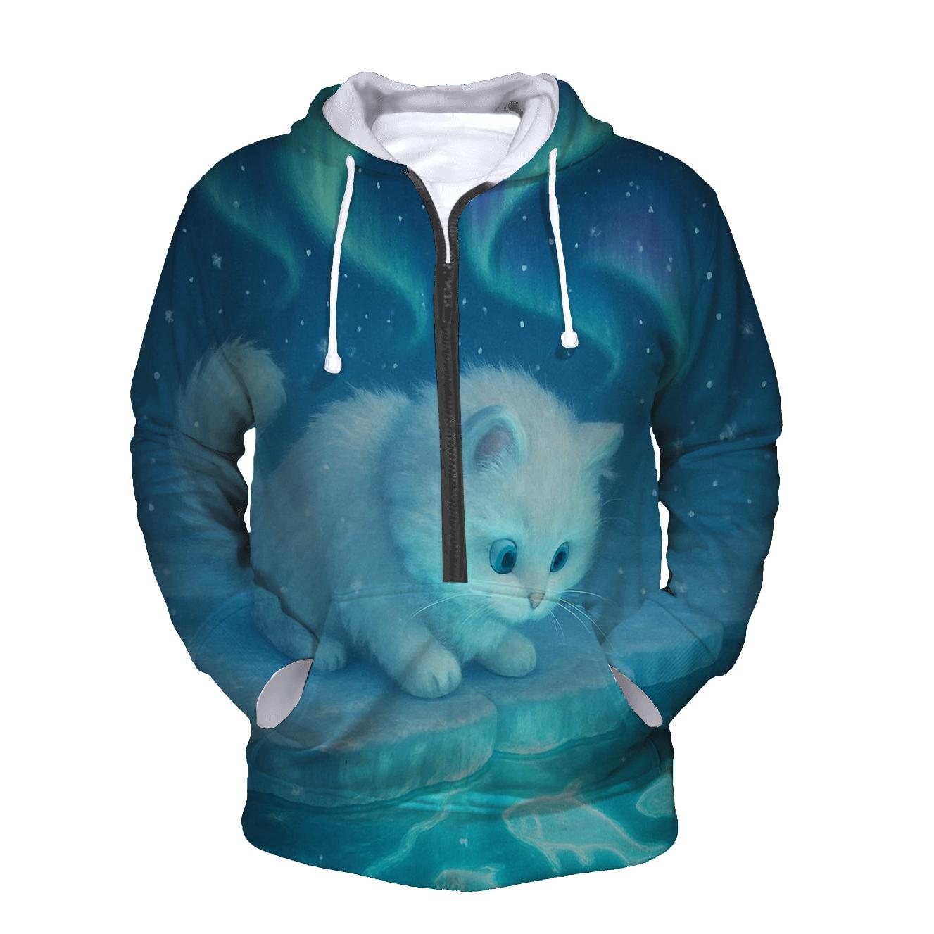 Arctic Aurora Fishing Cat hoodie trends