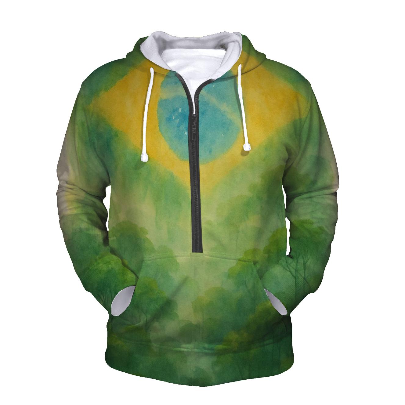 Brazilian Rainforest Flag Aurora embroidered hoodies