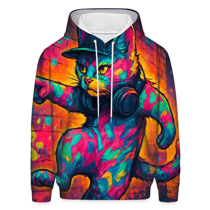 Graffiti Alley Rhythm Cat graphic hoodies