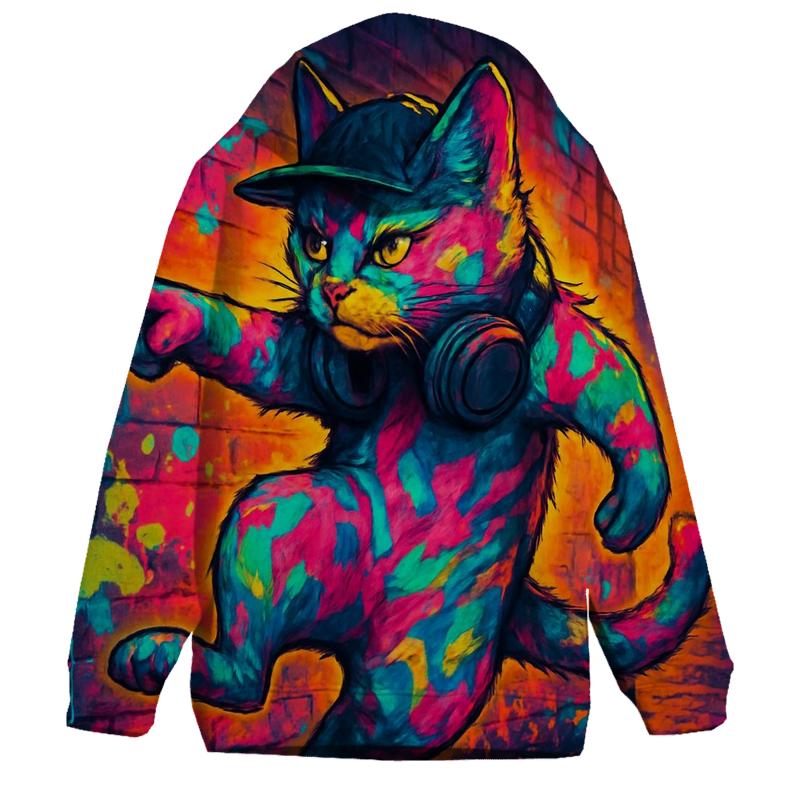 Graffiti Alley Rhythm Cat graphic hoodies
