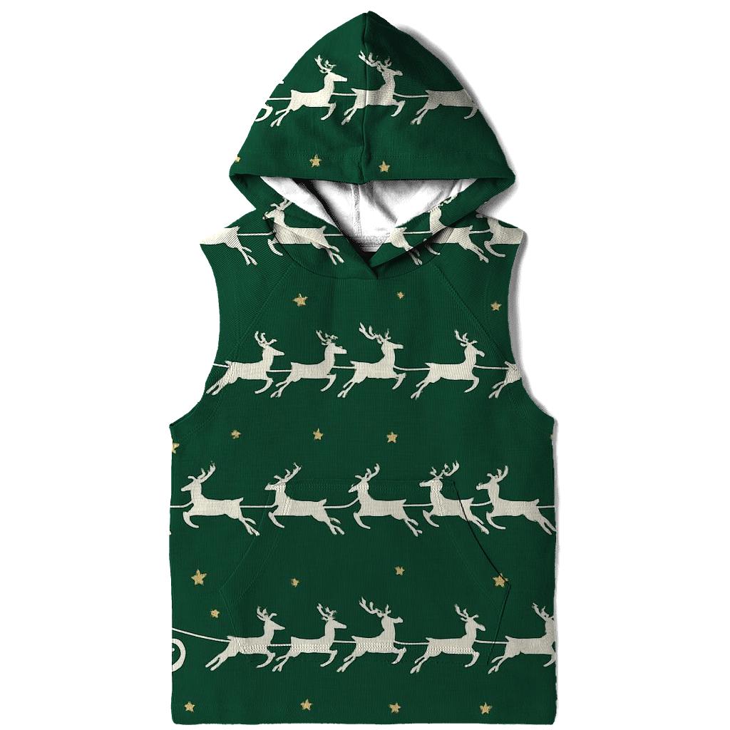 Santa Silhouette Parade On Fir Green graphic hoodies