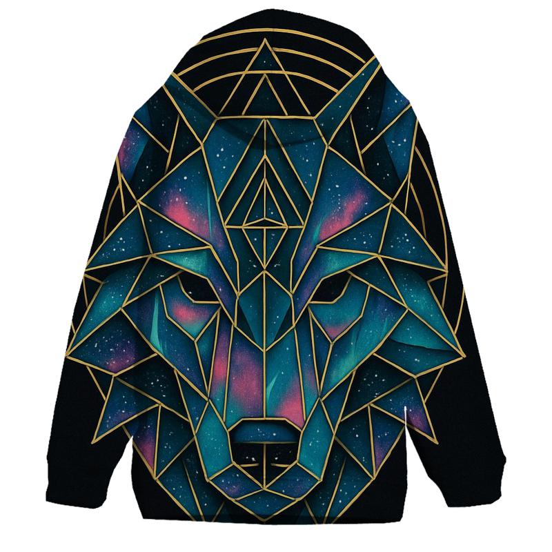 Quantum Geometric Wolf Gate zip-up hoodies