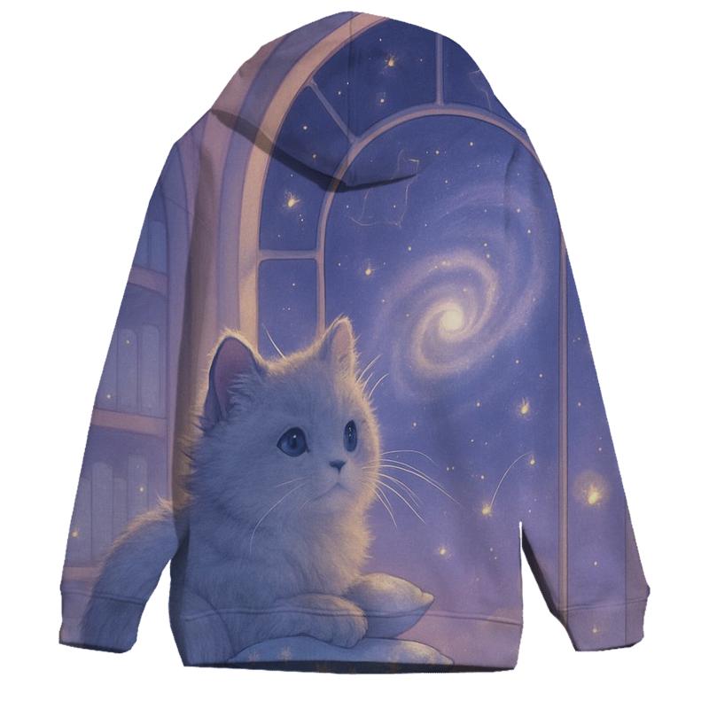 Stargazer Library Window Cat heavyweight hoodies