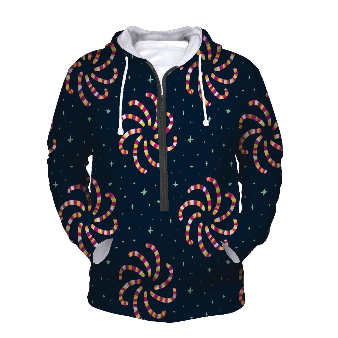 Candy Cane Spiral Constellation On Night Sky pullover hoodies