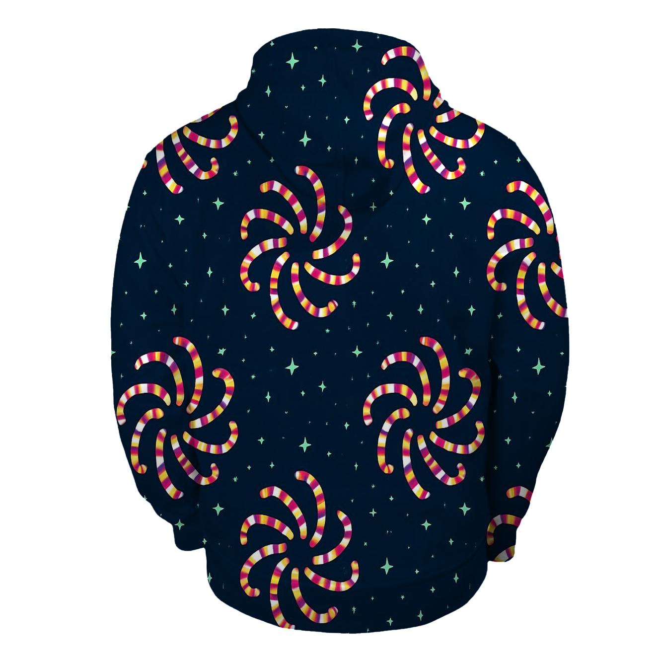 Candy Cane Spiral Constellation On Night Sky pullover hoodies