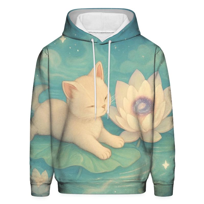 Lotus Star Pond Dreaming Cat premium hoodies