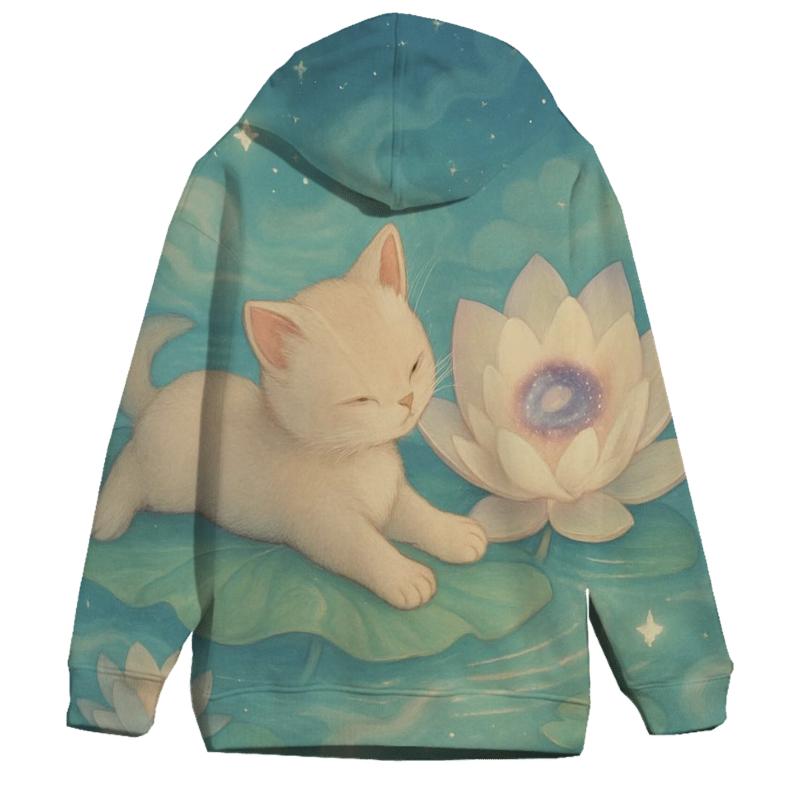 Lotus Star Pond Dreaming Cat premium hoodies