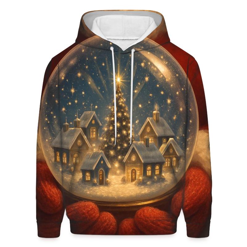 Snow Globe Village Atop Santas Mittens lightweight hoodies