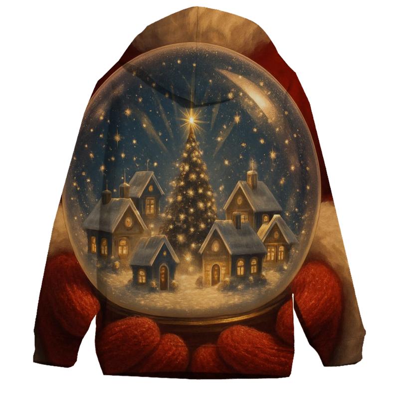 Snow Globe Village Atop Santas Mittens lightweight hoodies
