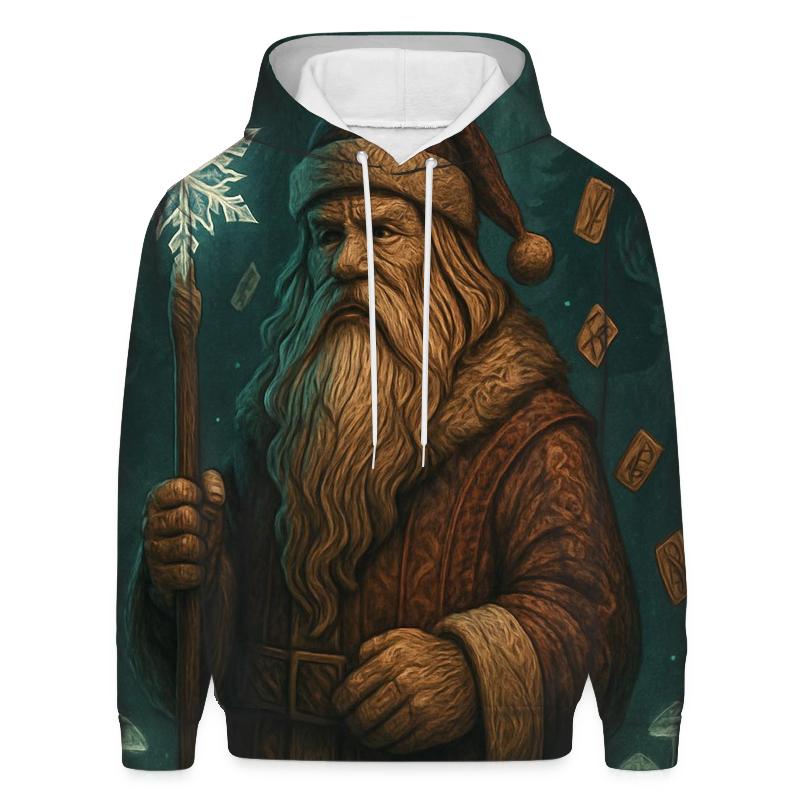 Runic Forest Guardian Santa graphic hoodies
