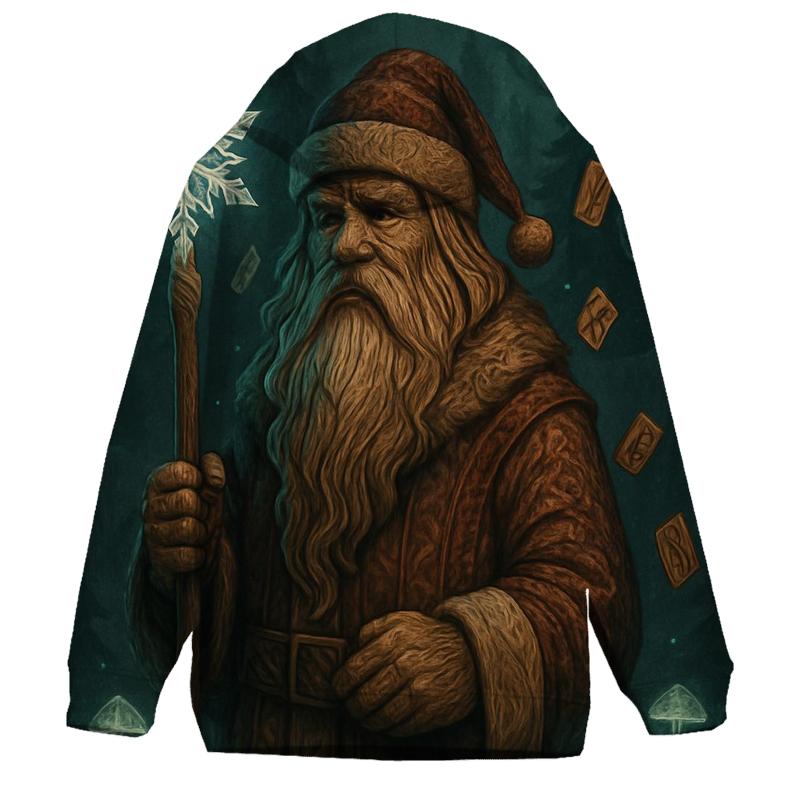 Runic Forest Guardian Santa graphic hoodies
