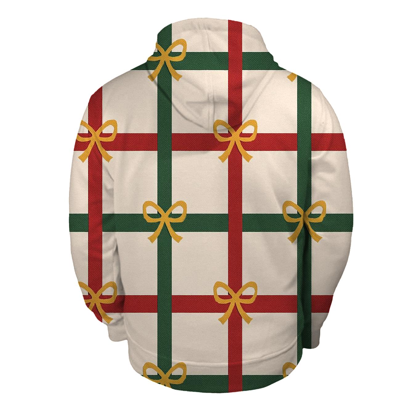 Plaid Gift Ribbon Grid With Bow Icons printed hoodies