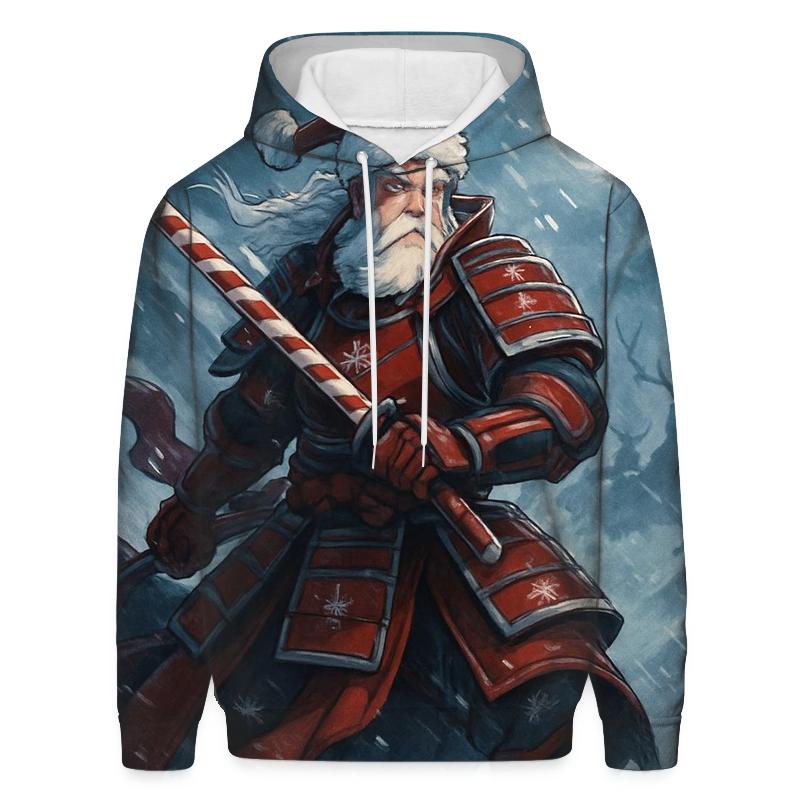 Snowstorm Samurai Santa printed hoodies