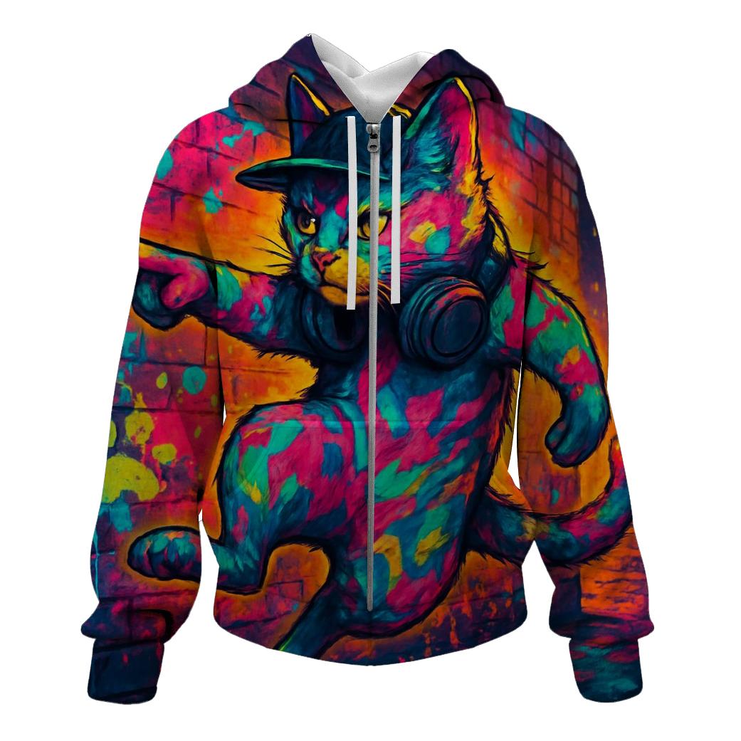 Graffiti Alley Rhythm Cat designer hoodies