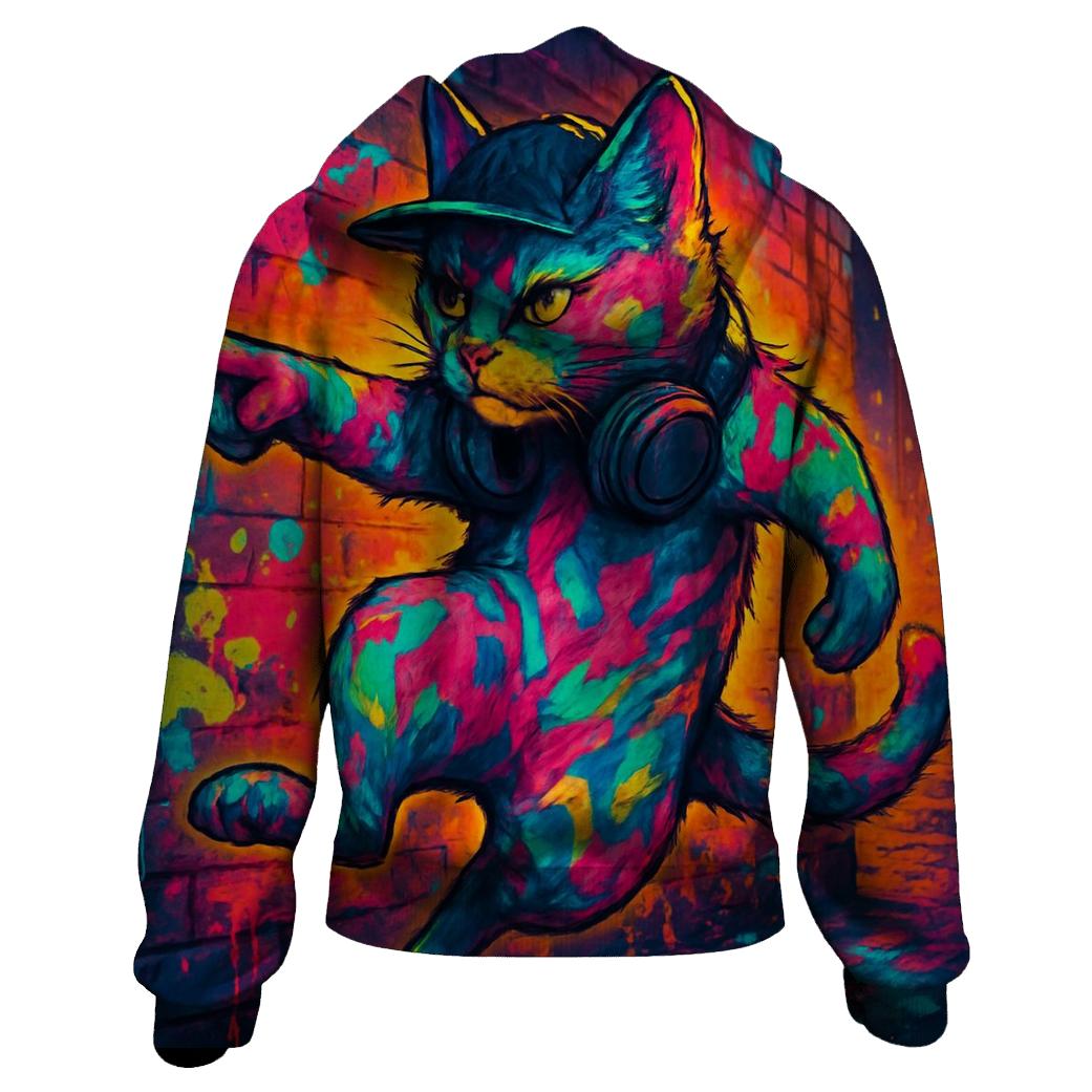 Graffiti Alley Rhythm Cat designer hoodies