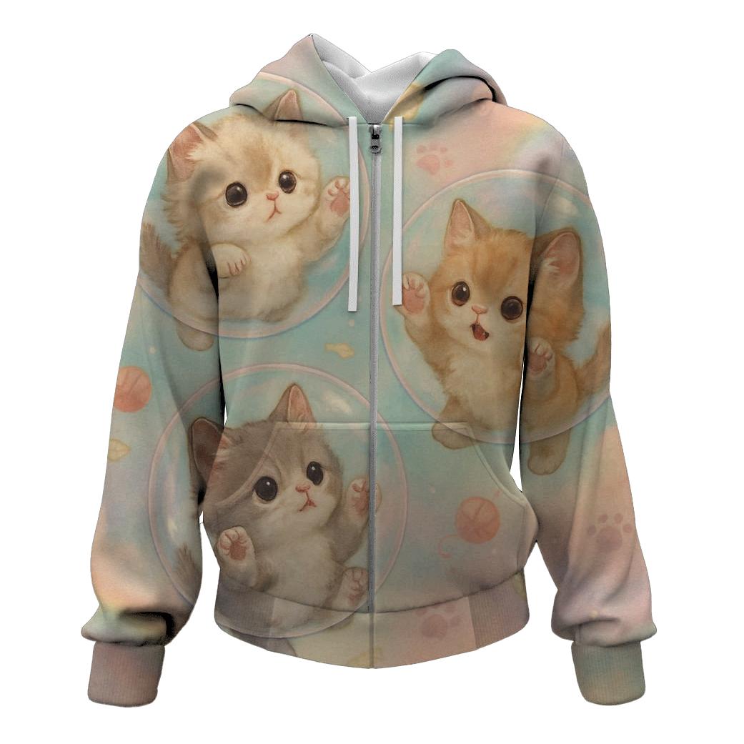 Pastel Dream Bubble Kittens designer hoodies