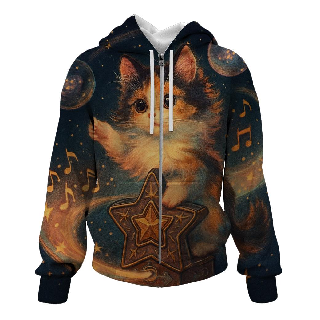 Comet Trail Music Box Cat premium hoodies