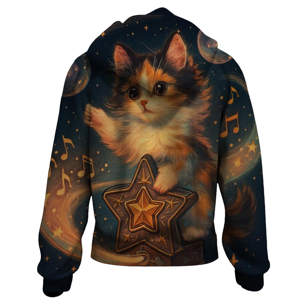 Comet Trail Music Box Cat premium hoodies