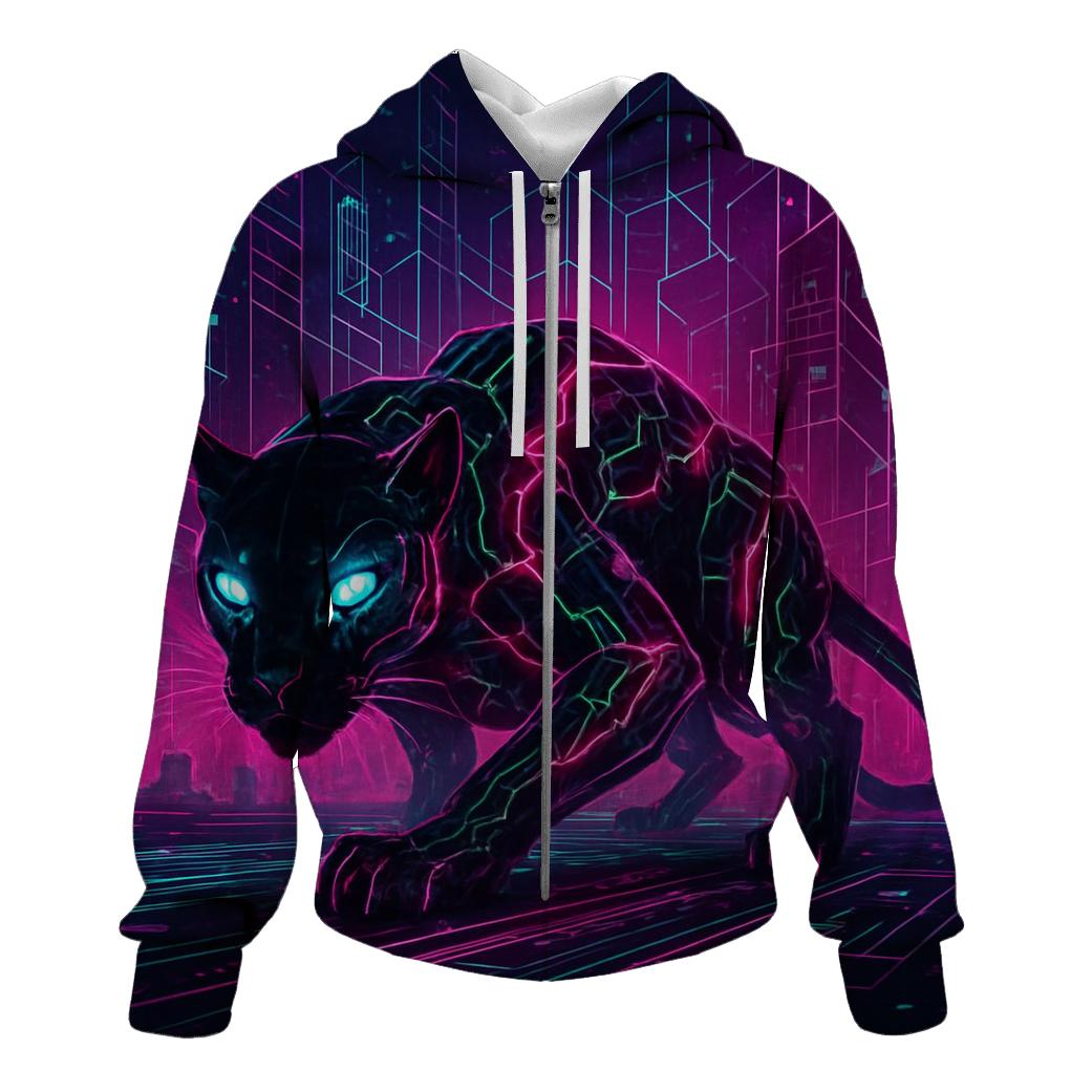 Cyber Circuit Panther Cat hoodie styles