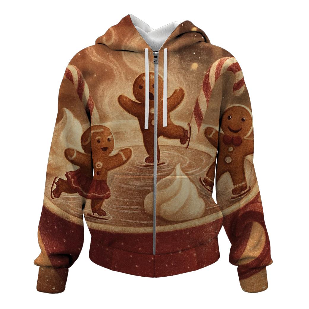 Gingerbread Hot Cocoa Skate Party graphic hoodies